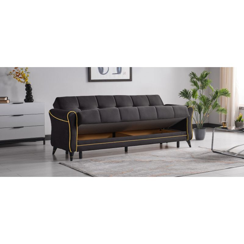 Casa si Gradina - Mobilier - Seturi de mobilier - Seturi living - Set 3+1+1 Viktorya Lada Depozitare Tapitat Catifea Gri/Galben - Infinity.ro