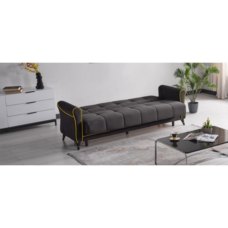 Casa si Gradina - Mobilier - Seturi de mobilier - Seturi living - Set 3+1+1 Viktorya Lada Depozitare Tapitat Catifea Gri/Galben - Infinity.ro