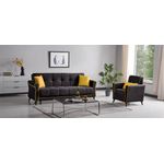 Casa si Gradina - Mobilier - Seturi de mobilier - Seturi living - Set 3+1+1 Viktorya Lada Depozitare Tapitat Catifea Gri/Galben - Infinity.ro