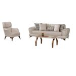 Casa si Gradina - Mobilier - Seturi de mobilier - Seturi living - Set 3+1+1 Loris Lada Depozitare Tapitat Catifea Crem - Infinity.ro