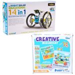 Jucarii, Copii si Bebe - Jucarii si jocuri - Vehicule si jucarii cu telecomanda - Roboti de jucarie - Set kit robot solar, 14 in 1, cu joc indemanare si constructie kidsNplay, 116 piese, 8 modele, 03 ani+ - Infinity.ro