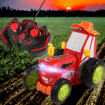 Jucarii, Copii si Bebe - Jucarii si jocuri - Vehicule si jucarii cu telecomanda - Masinute - Jucarie tractor muzical, dansator, cu lumini, kidsNplay, USB, 21X13X15 cm, plastic, rosu - Infinity.ro