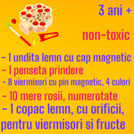 Jucarii, Copii si Bebe - Jucarii si jocuri - Jucarii de rol - Bucatarii copii - Jucarie copac cu fructe si insecte viermisori, kidsNplay, lemn si magneti, 3 ani+, non toxic, 17.5x20x4,5 cm - Infinity.ro