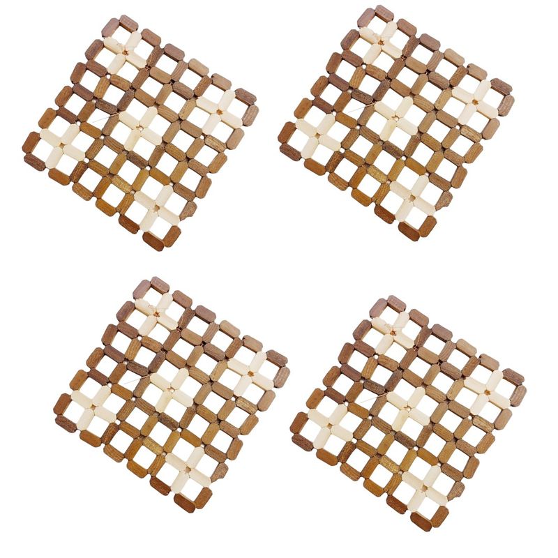 Casa si Gradina - Bucatarie si vesela - Ustensile bucatarie - Seturi ustensile de bucatarie - Set 4 suporti bambus, 14,5x14,5 cm, pentru tavi si oale bucatarie - Infinity.ro