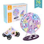 Jucarii, Copii si Bebe - Jucarii si jocuri - Seturi de constructie si cuburi - Seturi de constructie - Set inteligent de constructie cu blocuri magnetice MaGeCa®, 76 de piese colorate, Magnetic Building Blocks - Infinity.ro