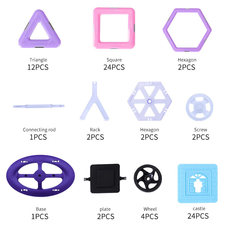 Jucarii, Copii si Bebe - Jucarii si jocuri - Seturi de constructie si cuburi - Seturi de constructie - Set inteligent de constructie cu blocuri magnetice MaGeCa®, 76 de piese colorate, Magnetic Building Blocks - Infinity.ro