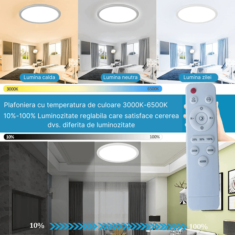 Casa si Gradina - Corpuri si surse de iluminat - Plafoniere, aplice si spoturi - Plafoniera LED inteligenta MaGeCa®, RGB, 32W, Telecomanda, Aplicatie telefon compatibila Google Assistant/Amazon Alexa - Infinity.ro