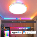 Casa si Gradina - Corpuri si surse de iluminat - Plafoniere, aplice si spoturi - Plafoniera LED inteligenta MaGeCa®, RGB, 32W, Telecomanda, Aplicatie telefon compatibila Google Assistant/Amazon Alexa - Infinity.ro