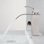 Casa si Gradina - Sanitare - Lavoar baie si accesorii - Baterii sanitare - Baterie sanitara MaGeCa® pentru lavoar, Tip cascada, Otel inoxidabil, Monocomanda, Racorduri incluse, 18 cm inaltime - Infinity.ro