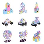 Jucarii, Copii si Bebe - Jucarii si jocuri - Seturi de constructie si cuburi - Seturi de constructie - Set inteligent de constructie cu blocuri magnetice MaGeCa®, 76 de piese colorate, Magnetic Building Blocks - Infinity.ro