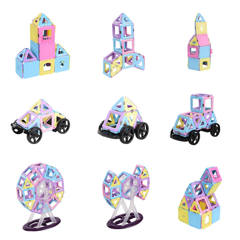 Jucarii, Copii si Bebe - Jucarii si jocuri - Seturi de constructie si cuburi - Seturi de constructie - Set inteligent de constructie cu blocuri magnetice MaGeCa®, 76 de piese colorate, Magnetic Building Blocks - Infinity.ro