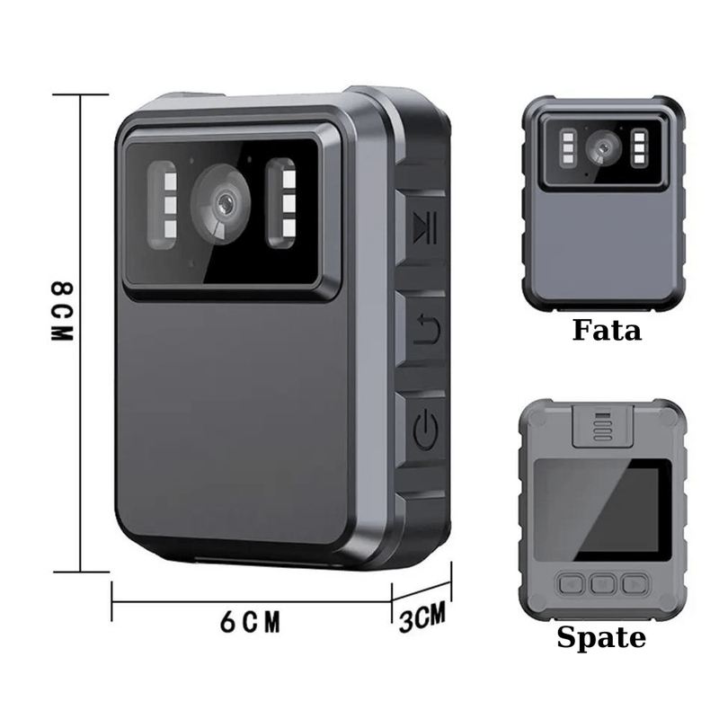 TV, Audio-Video si Foto - Camere video - Camere video profesionale - Camera video corporala MaGeCa®, Body camera Wireless, Rezolutie 2K, Display 2 inch, Nightvision, Detectarea miscarii - Infinity.ro