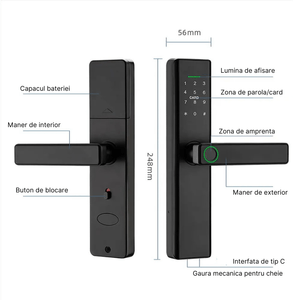 Incuietoare inteligenta wireless MaGeCa®, Control de la distanta, 5 moduri de acces, Broasca inclusa, Neagra