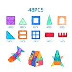 Jucarii, Copii si Bebe - Jucarii si jocuri - Seturi de constructie si cuburi - Seturi de constructie - Set inteligent de constructie cu blocuri magnetice MaGeCa®, 48 de piese colorate, Magnetic Tiles 3D - Infinity.ro