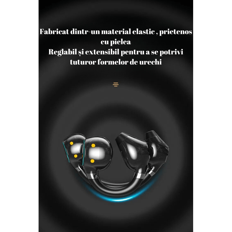 TV, Audio-Video si Foto - Portabile audio - Casti audio - Casti Wireless Clip On, Bluetooth 5.3, Display LED, Lumini Ambientale, Control Tactil, Waterproof, Design Modern, Negru - Infinity.ro