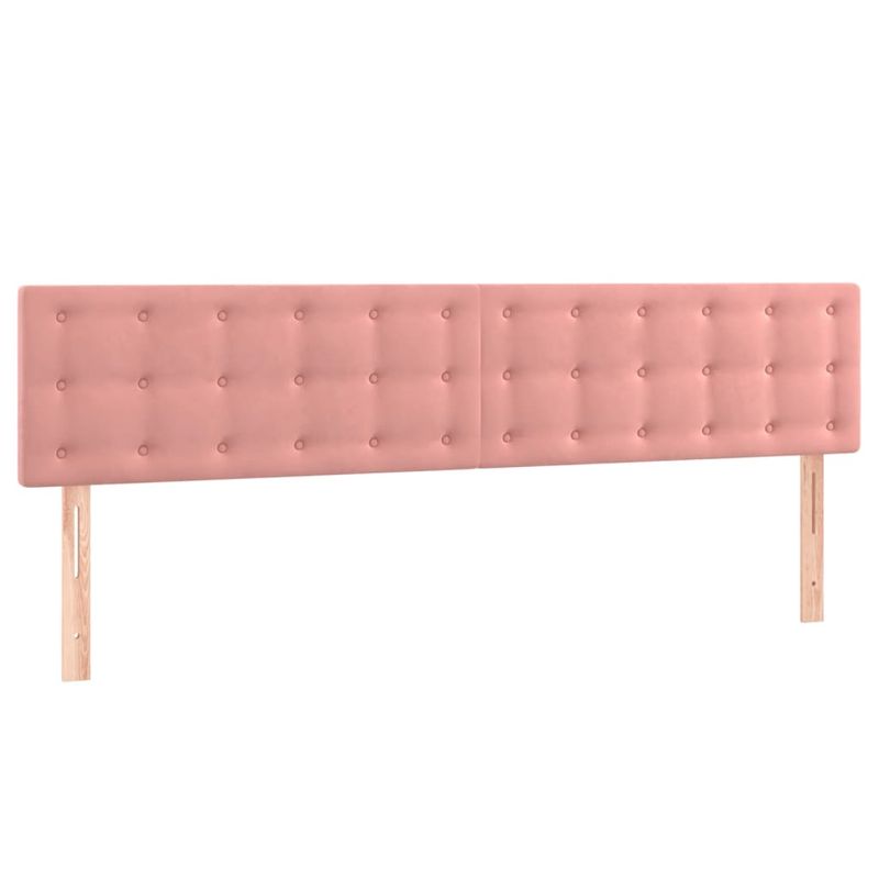 Casa si Gradina - Mobilier - Paturi si accesorii - Paturi - Pat continental cu saltea și LED, roz, 180x200 cm, catifea, model nasturi - Infinity.ro