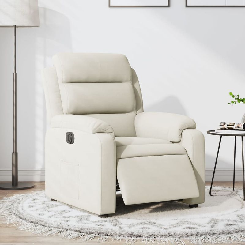 Casa si Gradina - Mobilier - Scaune si fotolii - Fotolii - Fotoliu rabatabil electric, crem, catifea - Infinity.ro