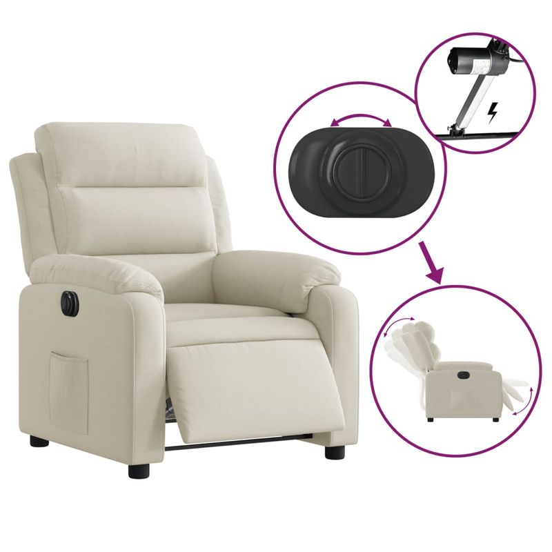 Casa si Gradina - Mobilier - Scaune si fotolii - Fotolii - Fotoliu rabatabil electric, crem, catifea - Infinity.ro