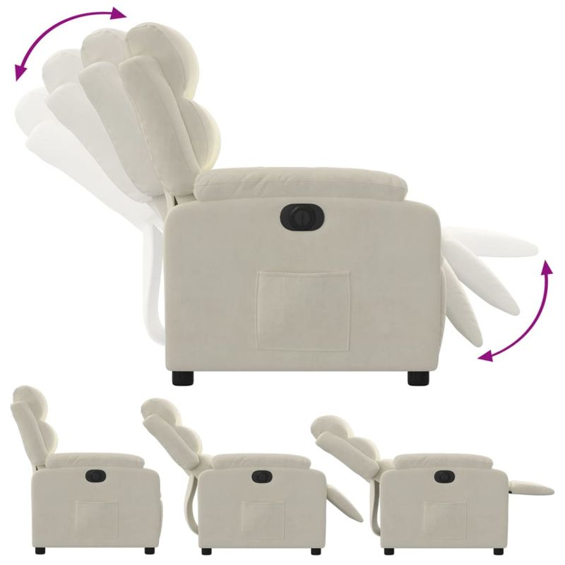 Casa si Gradina - Mobilier - Scaune si fotolii - Fotolii - Fotoliu rabatabil electric, crem, catifea - Infinity.ro