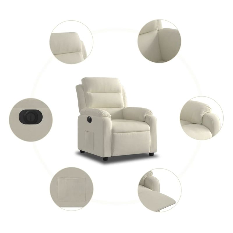 Casa si Gradina - Mobilier - Scaune si fotolii - Fotolii - Fotoliu rabatabil electric, crem, catifea - Infinity.ro