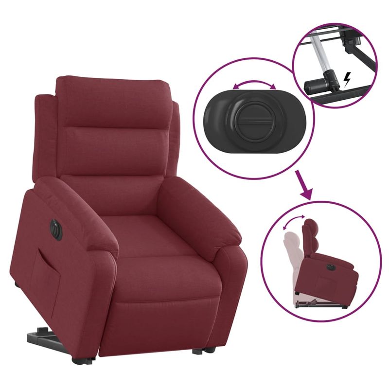 Casa si Gradina - Mobilier - Scaune si fotolii - Fotolii - Fotoliu electric rabatabil cu ridicare, rosu vin, textil - Infinity.ro
