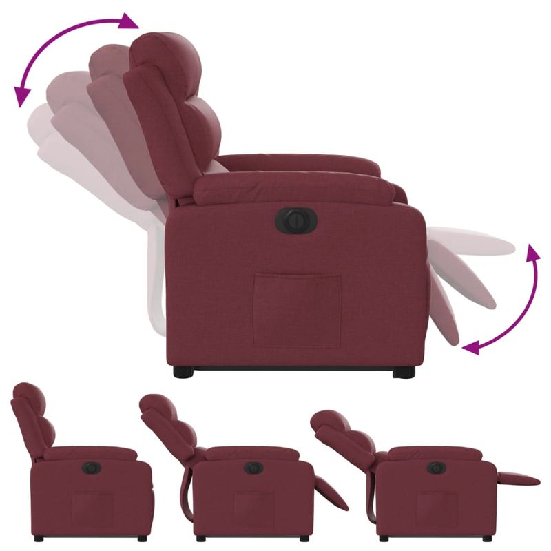 Casa si Gradina - Mobilier - Scaune si fotolii - Fotolii - Fotoliu electric rabatabil cu ridicare, rosu vin, textil - Infinity.ro