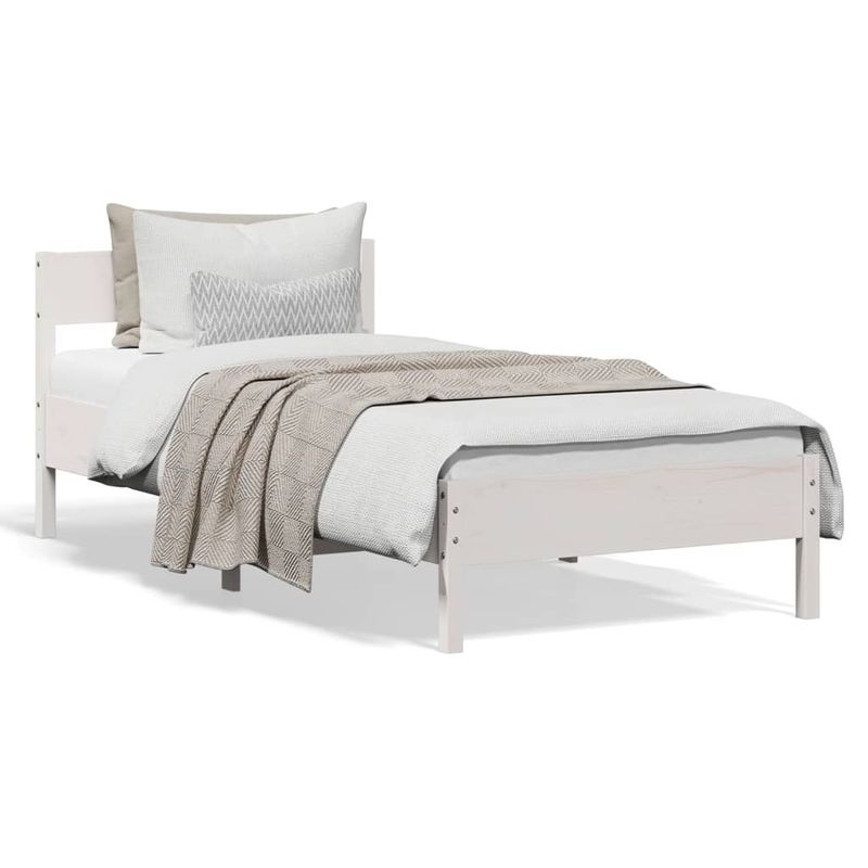 Casa si Gradina - Mobilier - Paturi si accesorii - Paturi - Cadru de pat cu tablie, alb, 90x190 cm, lemn masiv pin - Infinity.ro