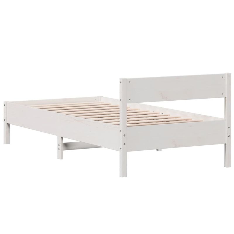 Casa si Gradina - Mobilier - Paturi si accesorii - Paturi - Cadru de pat cu tablie, alb, 90x190 cm, lemn masiv pin - Infinity.ro