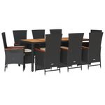 Casa si Gradina - Gradina si terasa - Mobilier exterior - Seturi mobila gradina - Set mobilier de gradina cu perne, 9 piese, negru, poliratan - Infinity.ro