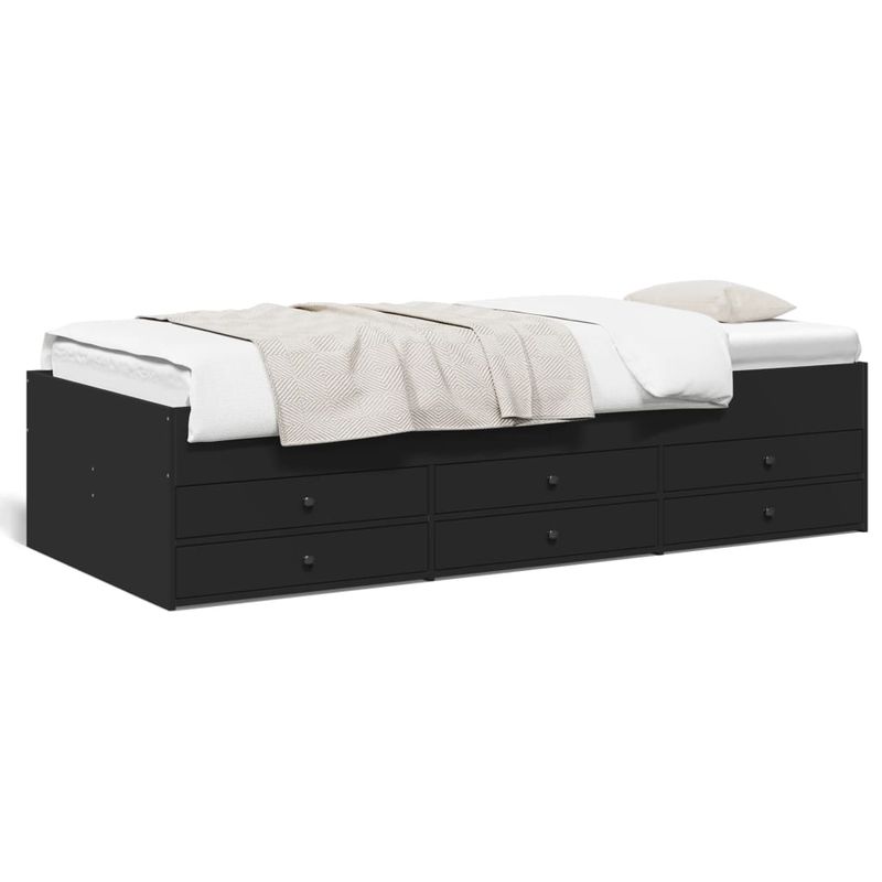 Casa si Gradina - Mobilier - Paturi si accesorii - Paturi - Cadru de pat cu sertare, negru, 100x200 cm, lemn prelucrat - Infinity.ro