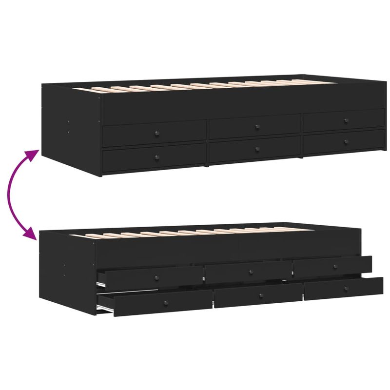 Casa si Gradina - Mobilier - Paturi si accesorii - Paturi - Cadru de pat cu sertare, negru, 100x200 cm, lemn prelucrat - Infinity.ro