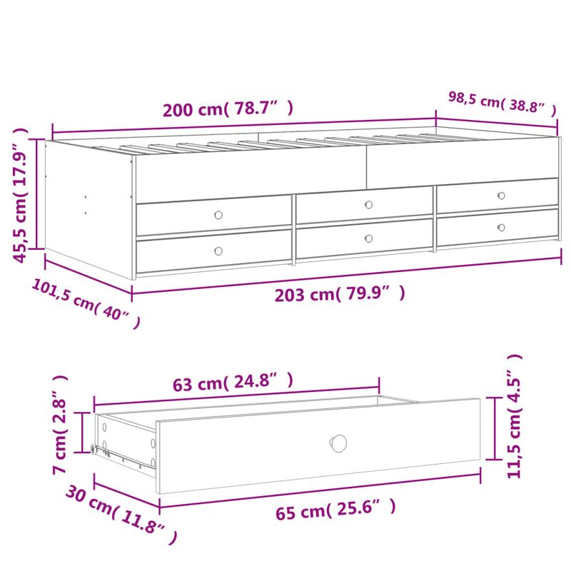 Casa si Gradina - Mobilier - Paturi si accesorii - Paturi - Cadru de pat cu sertare, negru, 100x200 cm, lemn prelucrat - Infinity.ro