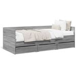 Casa si Gradina - Mobilier - Paturi si accesorii - Paturi - Cadru pat de zi cu sertare gri sonoma 75x190 cm lemn prelucrat - Infinity.ro
