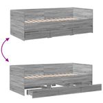 Casa si Gradina - Mobilier - Paturi si accesorii - Paturi - Cadru pat de zi cu sertare gri sonoma 75x190 cm lemn prelucrat - Infinity.ro