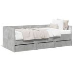 Casa si Gradina - Mobilier - Paturi si accesorii - Paturi - Cadru pat de zi cu sertare gri beton 100x200 cm lemn prelucrat - Infinity.ro