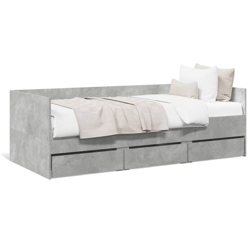 Casa si Gradina - Mobilier - Paturi si accesorii - Paturi - Cadru pat de zi cu sertare gri beton 100x200 cm lemn prelucrat - Infinity.ro