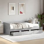 Casa si Gradina - Mobilier - Paturi si accesorii - Paturi - Cadru pat de zi cu sertare gri beton 100x200 cm lemn prelucrat - Infinity.ro