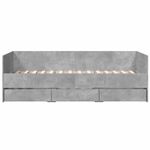 Casa si Gradina - Mobilier - Paturi si accesorii - Paturi - Cadru pat de zi cu sertare gri beton 100x200 cm lemn prelucrat - Infinity.ro