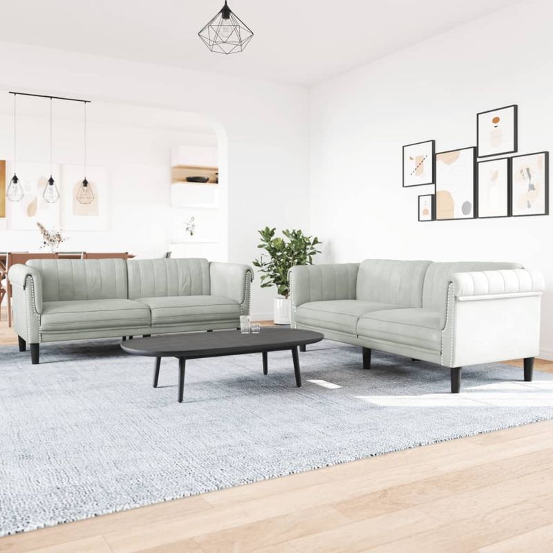Casa si Gradina - Mobilier - Seturi de mobilier - Seturi living - Set canapea, 2 piese, gri deschis, catifea - Infinity.ro