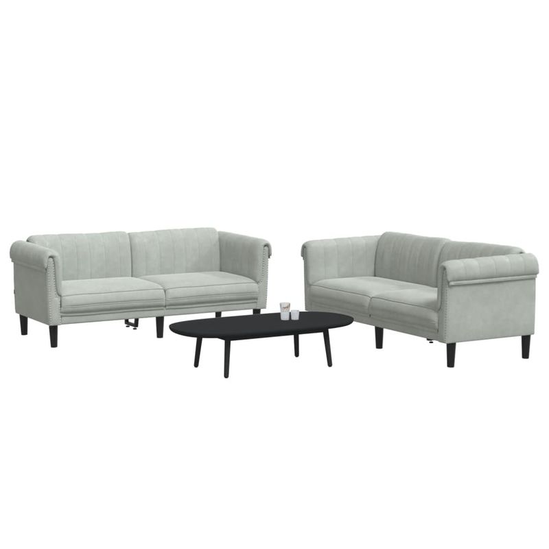 Casa si Gradina - Mobilier - Seturi de mobilier - Seturi living - Set canapea, 2 piese, gri deschis, catifea - Infinity.ro
