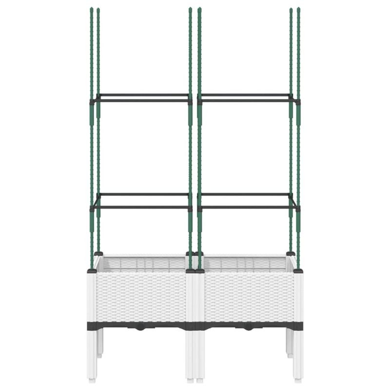 Casa si Gradina - Gradinarit si plante - Plante si ghivece - Ghivece si suporturi - Jardiniera de gradina cu spalier, alb, 80x40x142,5 cm, PP - Infinity.ro