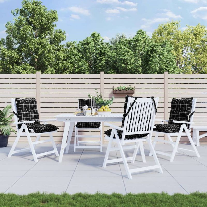 Casa si Gradina - Textile si covoare - Perne si pilote - Perne decorative - Perne scaun cu spatar mic, 4 buc., negru carouri, textil oxford - Infinity.ro