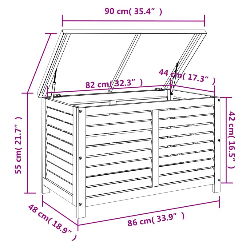 Casa si Gradina - Gradina si terasa - Mobilier exterior - Dulapuri si lazi depozitare exterior - Lada depozitare de gradina, 90x48x55 cm, lemn masiv de acacia - Infinity.ro