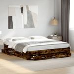 Casa si Gradina - Mobilier - Paturi si accesorii - Paturi - Cadru de pat cu sertare stejar fumuriu 180x200cm lemn prelucrat - Infinity.ro