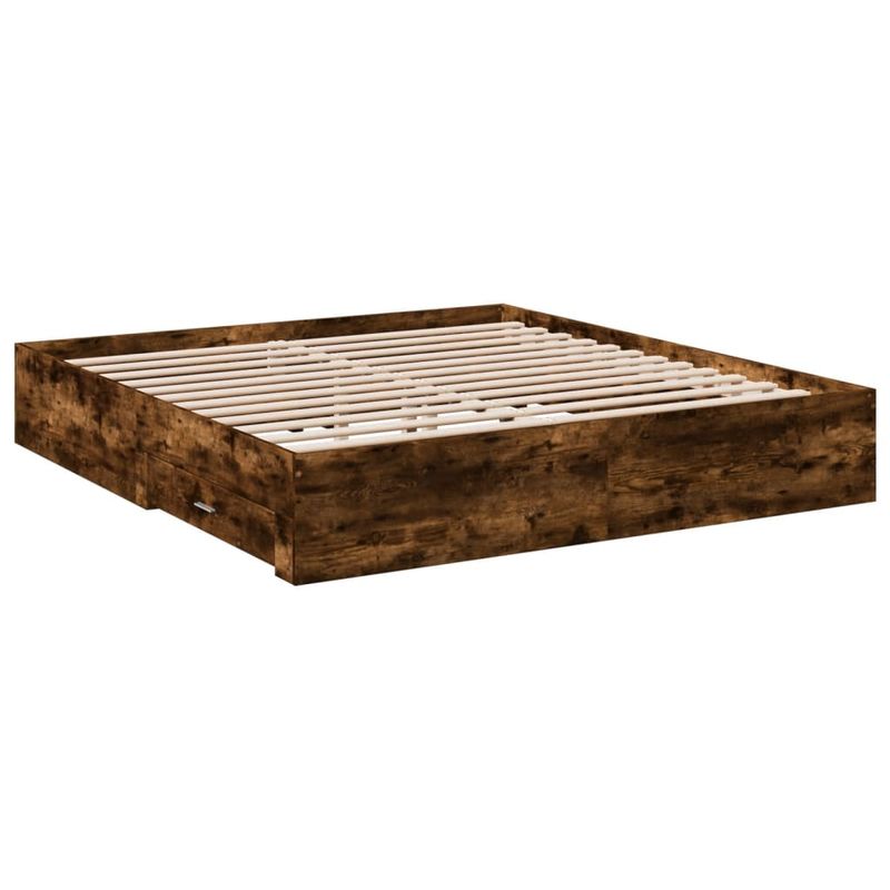 Casa si Gradina - Mobilier - Paturi si accesorii - Paturi - Cadru de pat cu sertare stejar fumuriu 180x200cm lemn prelucrat - Infinity.ro