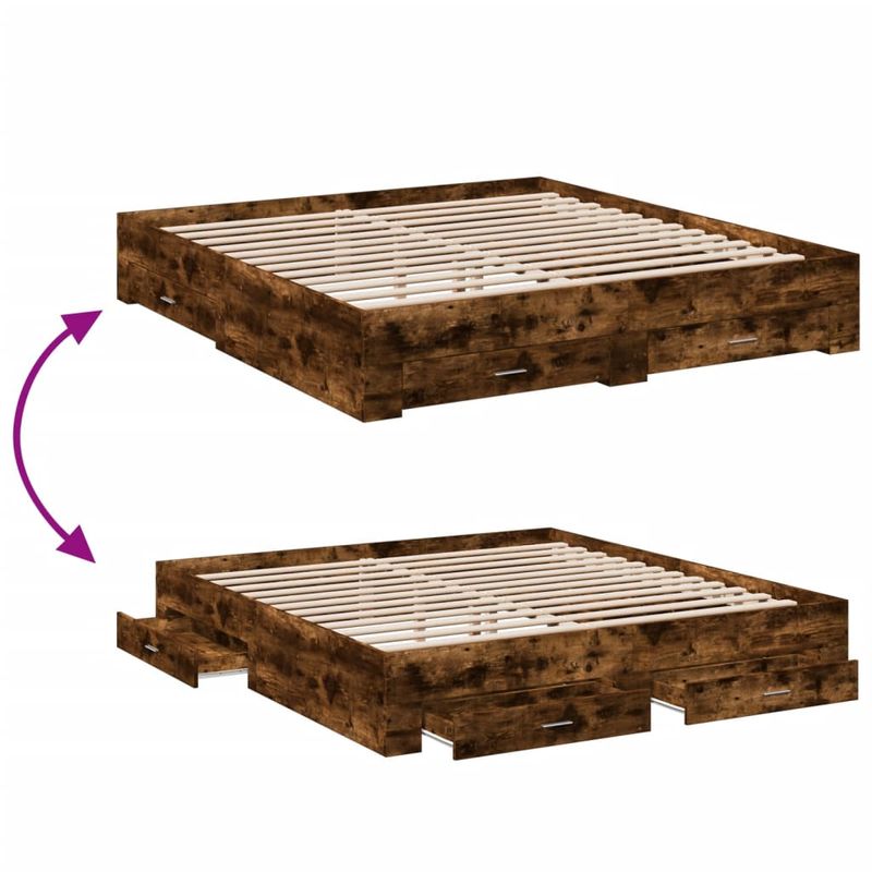 Casa si Gradina - Mobilier - Paturi si accesorii - Paturi - Cadru de pat cu sertare stejar fumuriu 180x200cm lemn prelucrat - Infinity.ro
