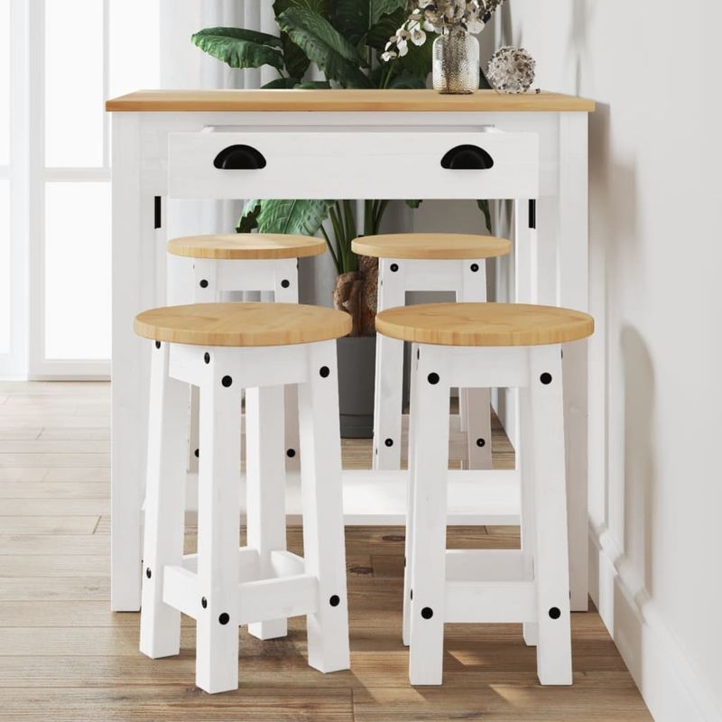 Casa si Gradina - Mobilier - Seturi de mobilier - Seturi bucatarie - Set mobilier de bar, 5 piese, alb, lemn masiv de pin - Infinity.ro