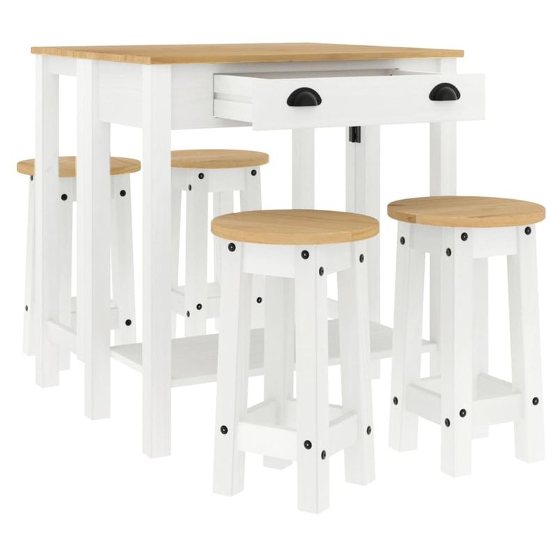 Casa si Gradina - Mobilier - Seturi de mobilier - Seturi bucatarie - Set mobilier de bar, 5 piese, alb, lemn masiv de pin - Infinity.ro