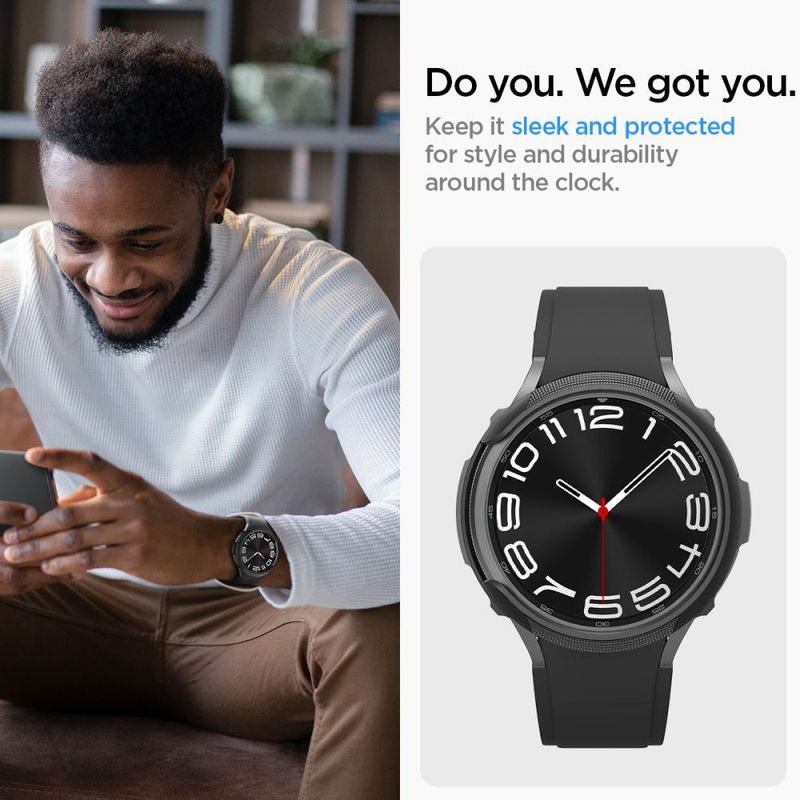 Laptop, Telefoane si Tablete - Wearables si gadgeturi - Wearables - Smartwatch-uri - Husa Spigen Liquid Air pentru Samsung Galaxy Watch 6 Clasic (47 Mm) Negru Mat - Infinity.ro