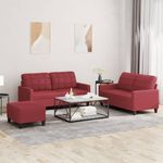 Casa si Gradina - Mobilier - Seturi de mobilier - Seturi living - Set de canapele cu perne, 3 piese, rosu vin, piele ecologica - Infinity.ro